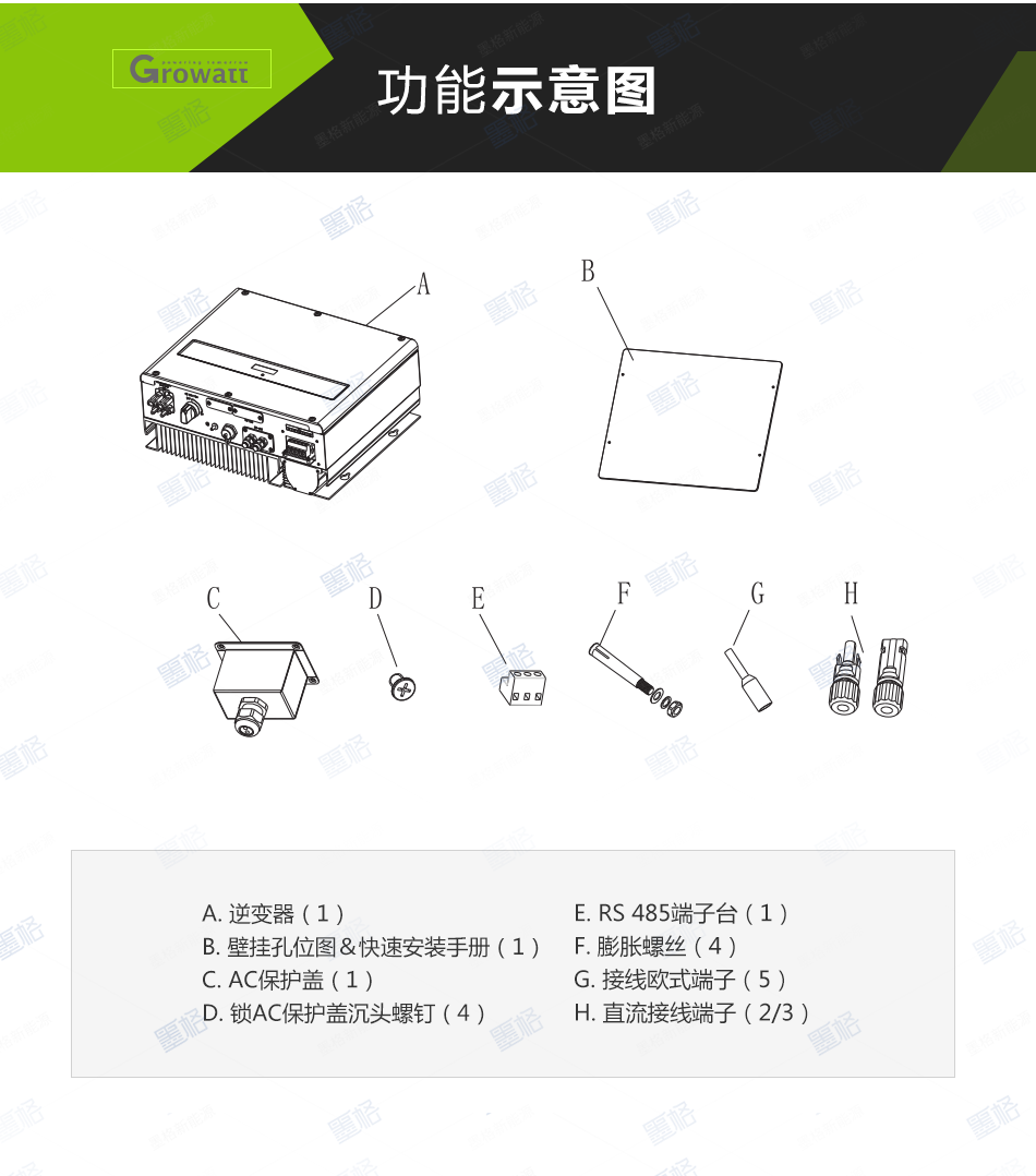古瑞瓦特光伏逆变器-12-13-15KW-三相双路并网逆变器-家用并网发电系统