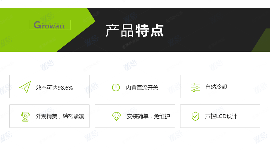 古瑞瓦特光伏逆变器-8KW-单相双路并网逆变器-家用并网发电系统